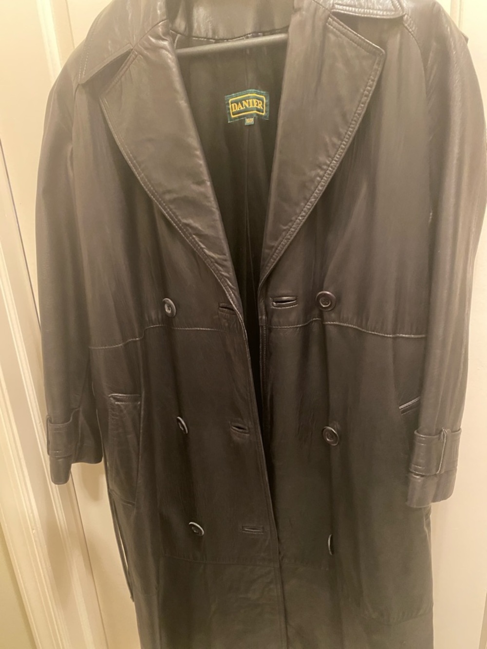 Classic Black Leather Trench Coat - Women - Picture 8 of 10